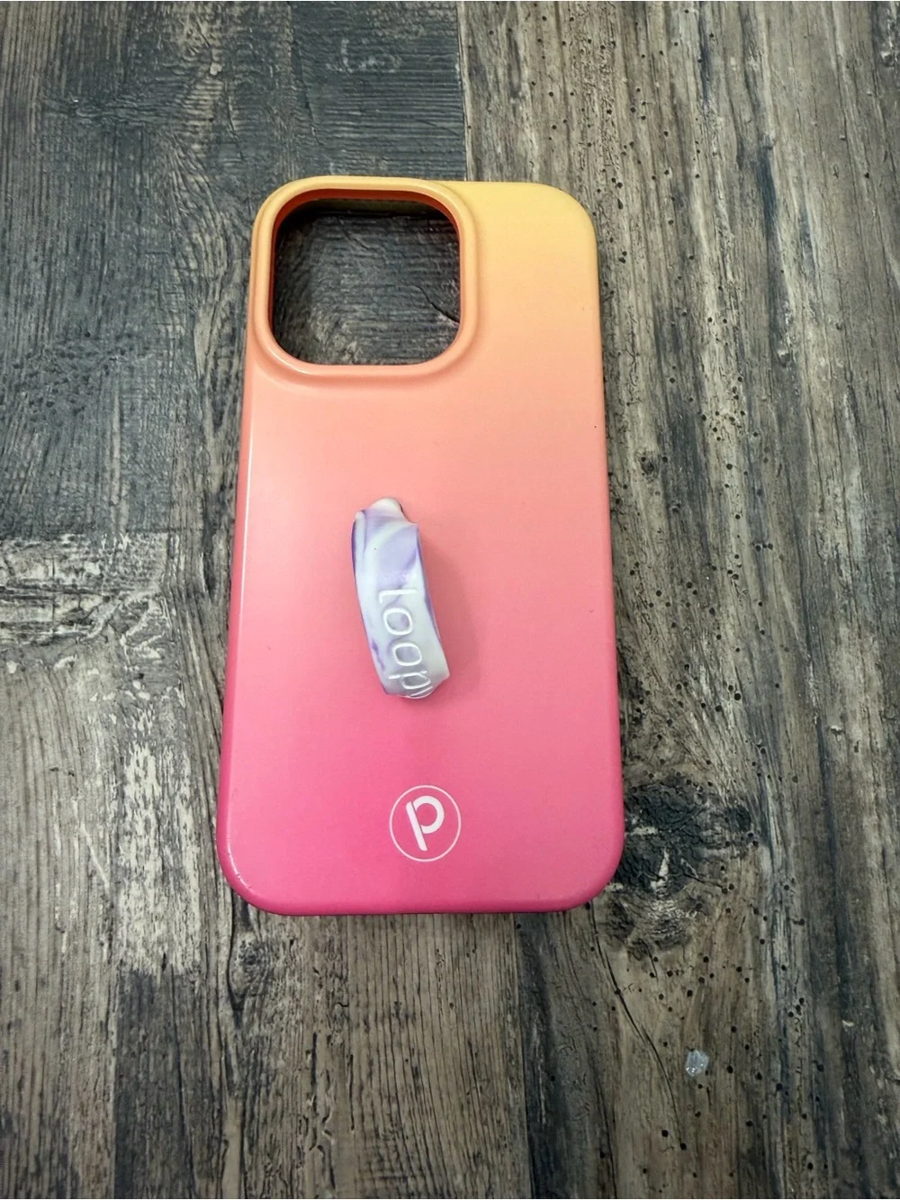 iPhone 14 pro Loopy Pink to Yellow Phone Case with Purple glow in dark loopy